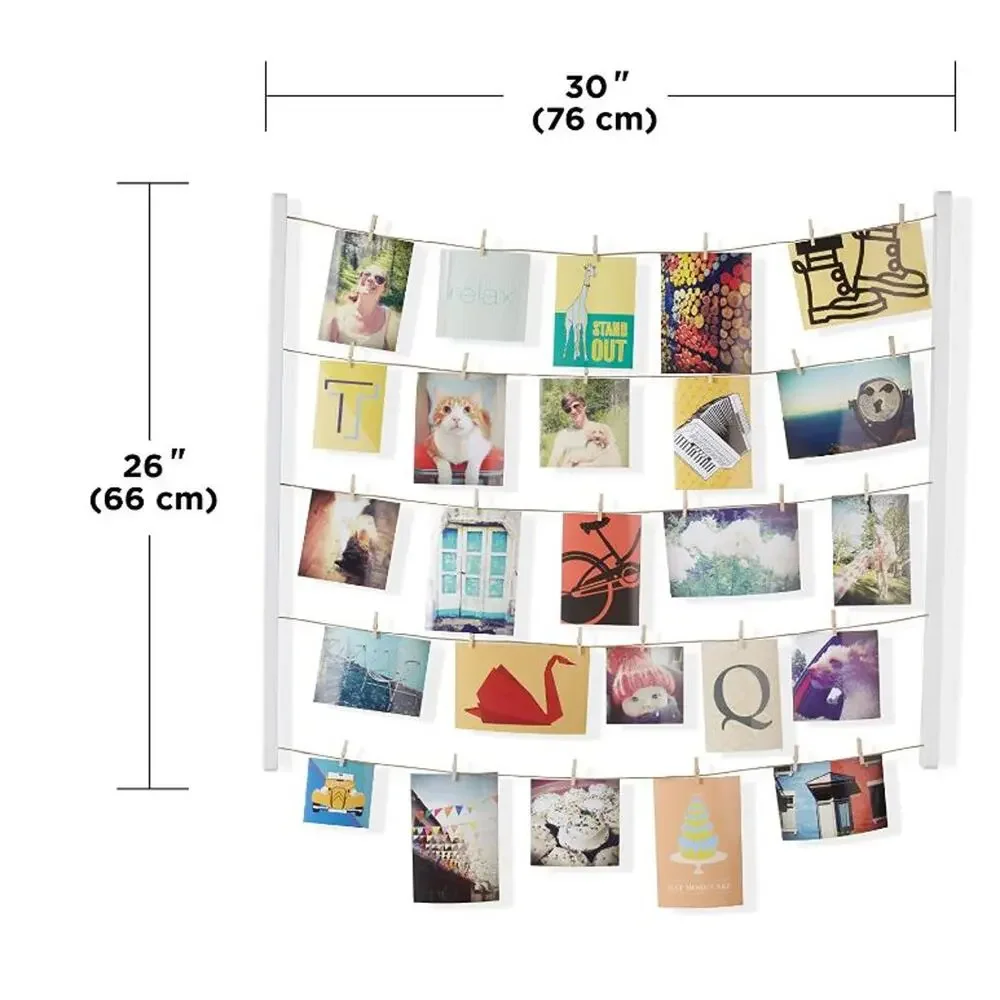 Umbra Hanging Photo Picture Display w/ Twine Cords & Clothespin Clips- New